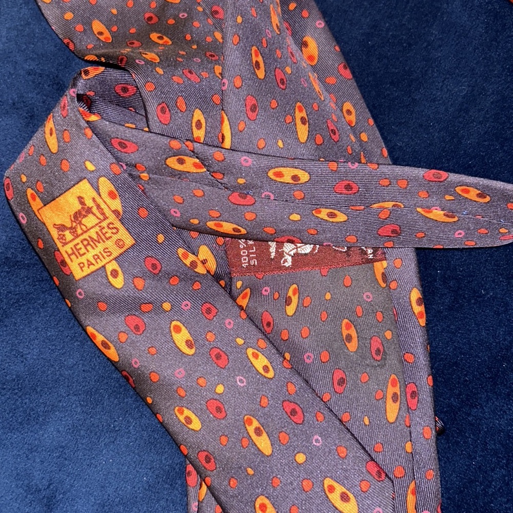 Hermes tie orange pattern - Picture 5 of 5
